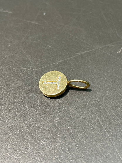 14K Yellow Gold Diamond Letter Charm