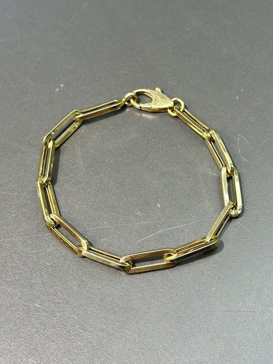 Bracelet chaîne trombone creux en or 14 carats