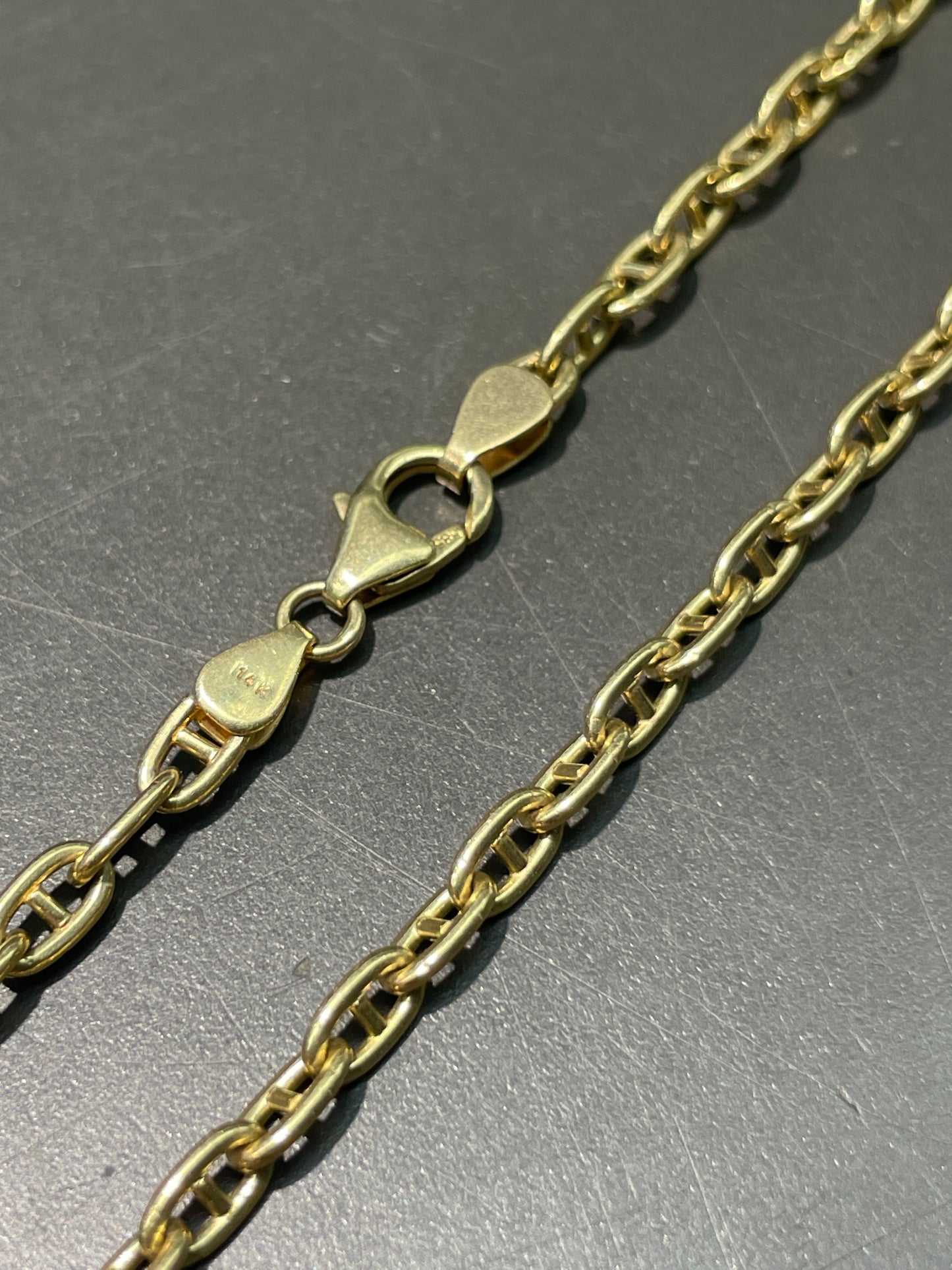 14K Gold 4.0 mm Puffy Mariner Chain Necklace