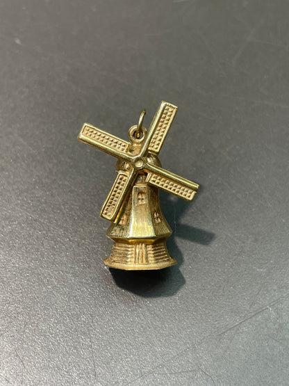 Vintage 14K Yellow Gold Articulating Dutch Windmill Charm Pendant