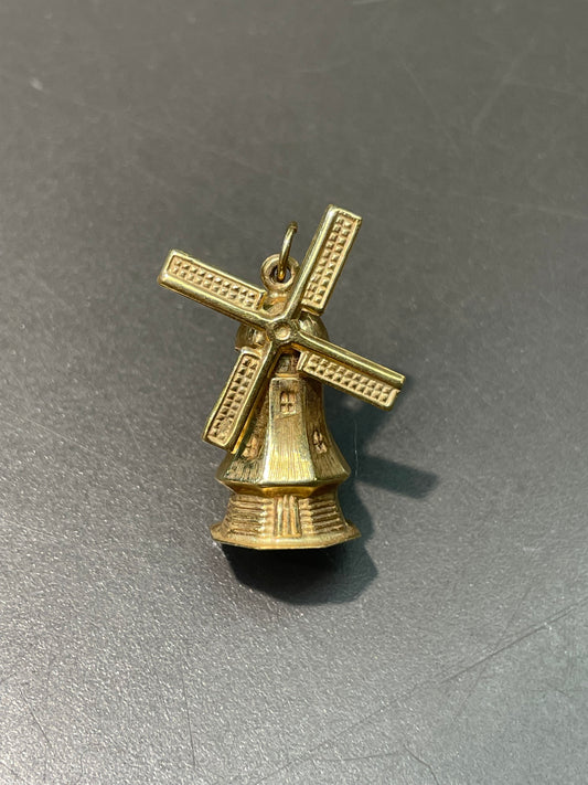 Vintage 14K Yellow Gold Articulating Dutch Windmill Charm Pendant