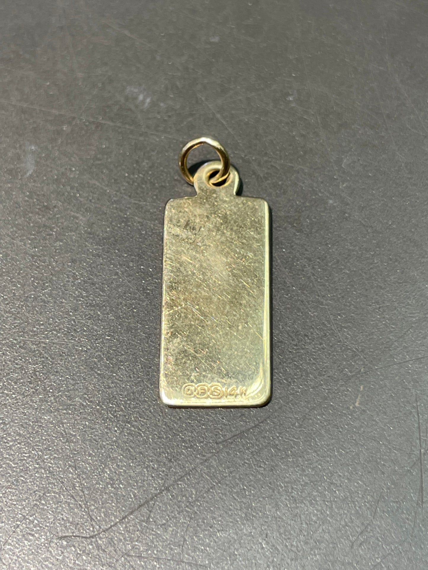 14K Yellow Gold Dog Tag Pendant