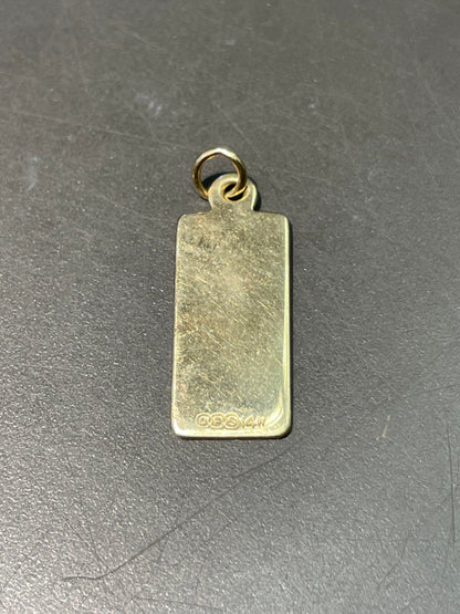 14K Yellow Gold Dog Tag Pendant