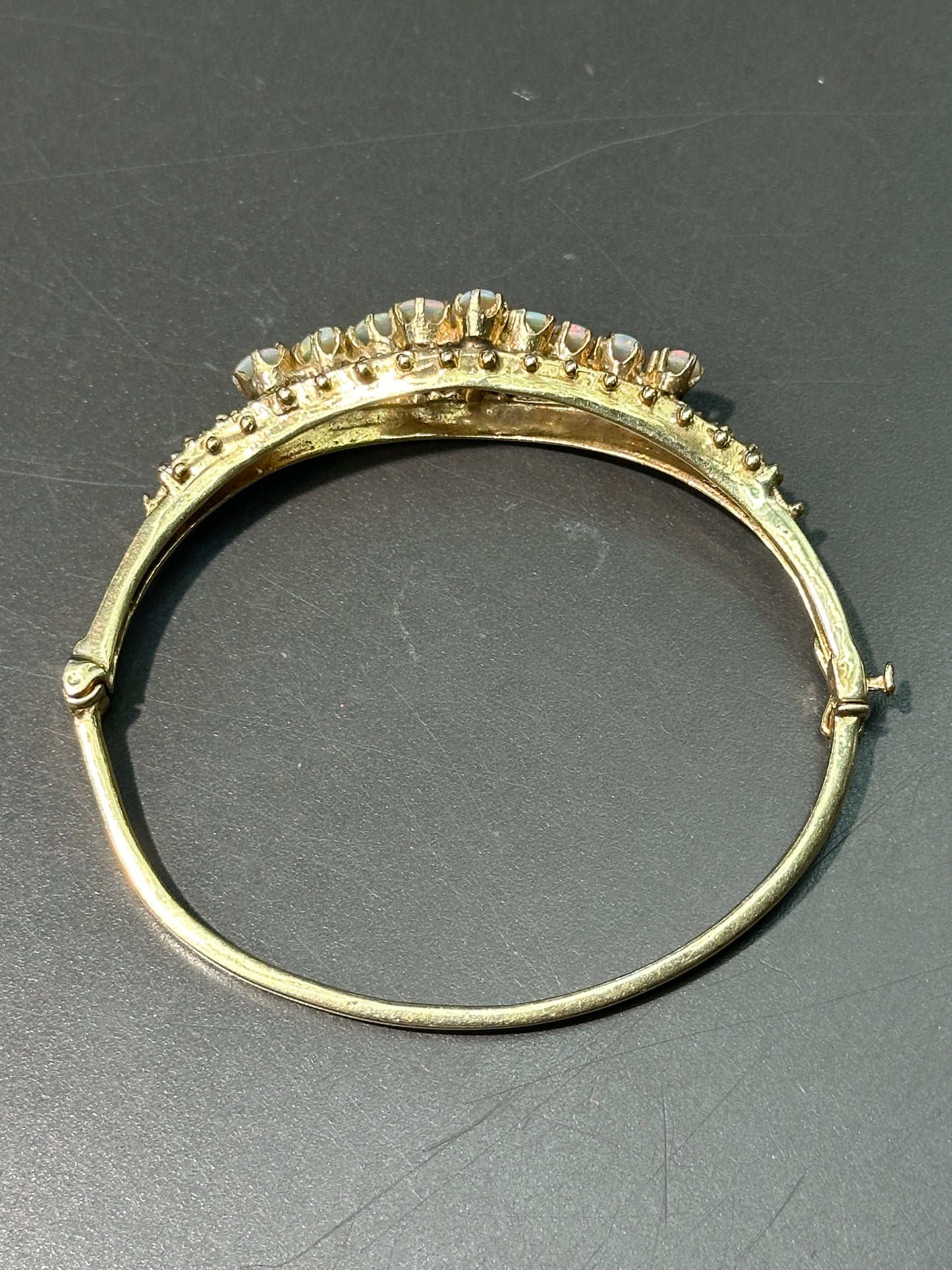 Vintage 14K Gold Opal Cluster Bangle Bracelet