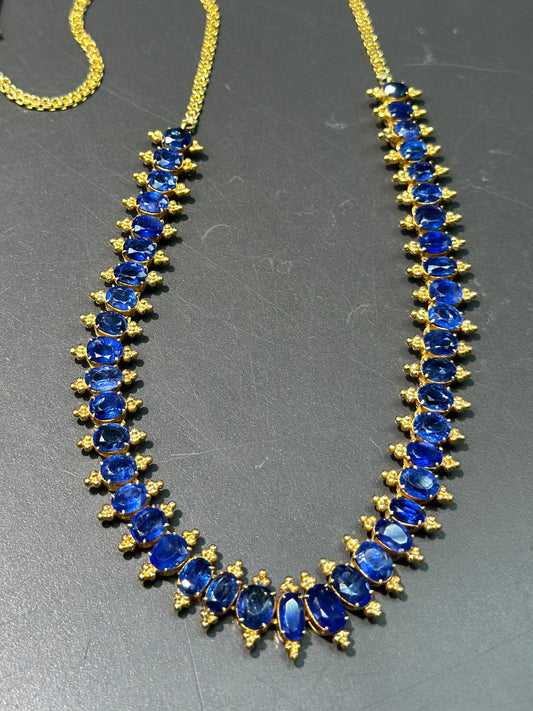 24K Gold Graduated Natural Sapphire Necklace