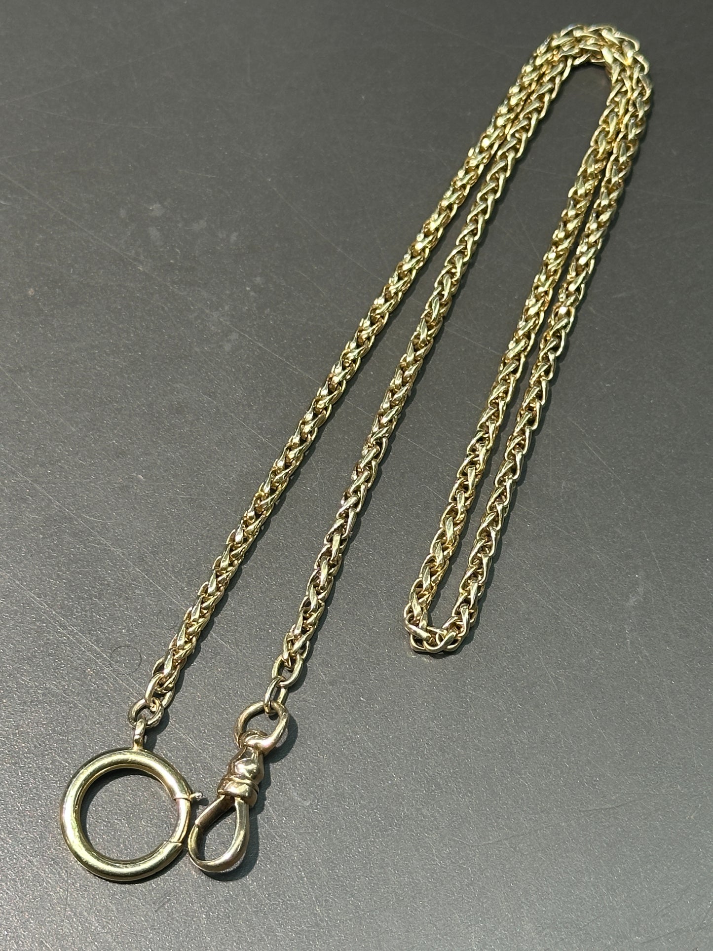 复古 14K 金编织链式表链项链 19.0 英寸