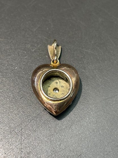Antique Victorian 15K Yellow Gold Turquoise Pearl Diamond Heart Pendant