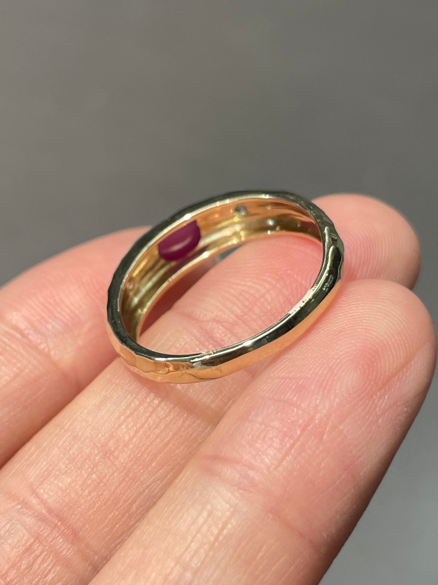 14K Yellow Gold Ruby Diamond Gypsy Ring