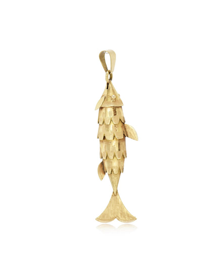 Vintage 14K Gold Medium Articulated Fish Cham