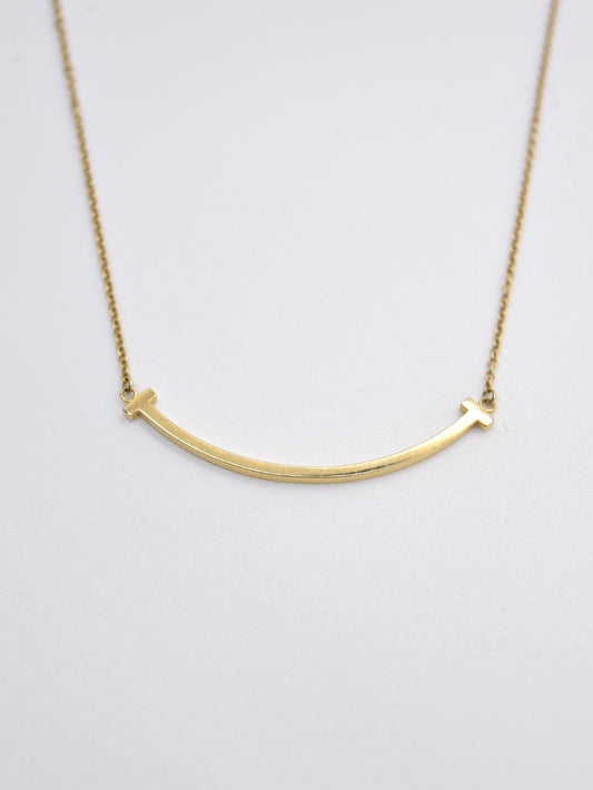 Tiffany & Co. 18K Gold T Smile Necklace Small