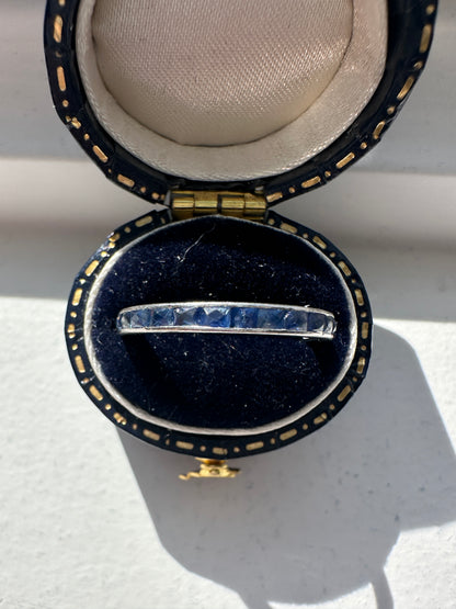 Antique Platinum 1.62 CTW French Cut Blue Sapphire Band Ring