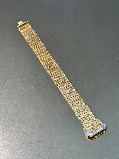 复古 14K 金钻石扣腰带手链