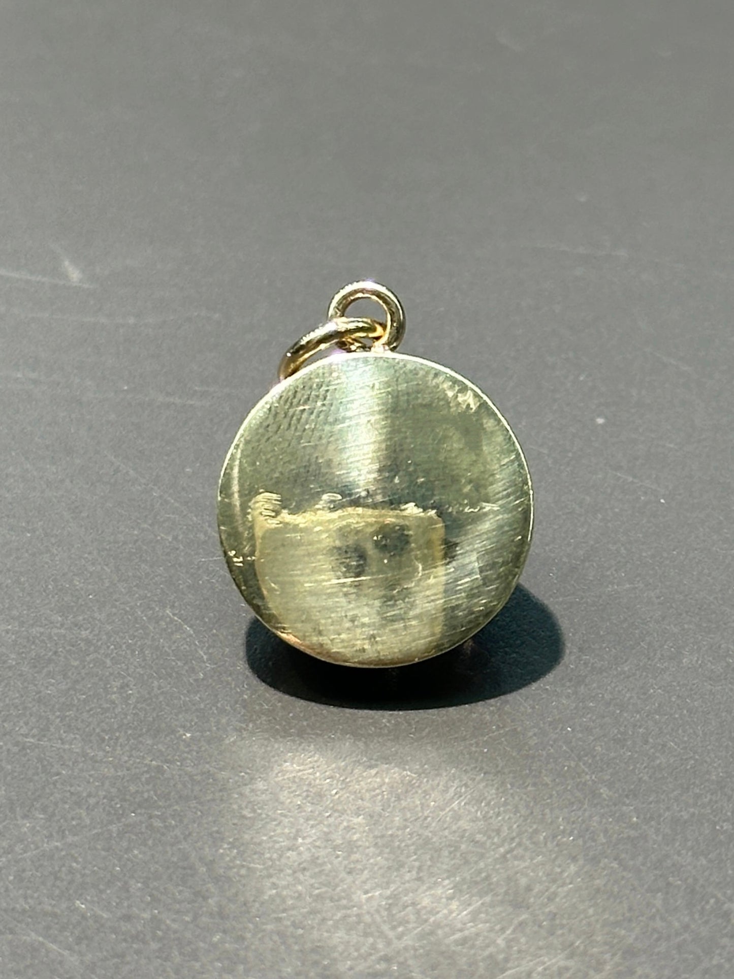 古董 14K 金反向彩绘埃塞克斯水晶斗牛犬吊坠