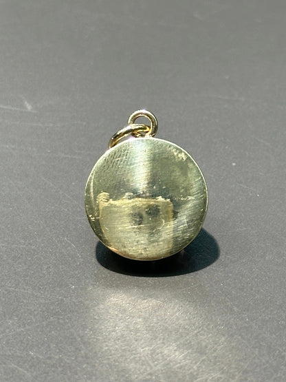 古董 14K 金反向彩绘埃塞克斯水晶斗牛犬吊坠