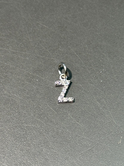 14K 白金 Z 字母钻石吊坠