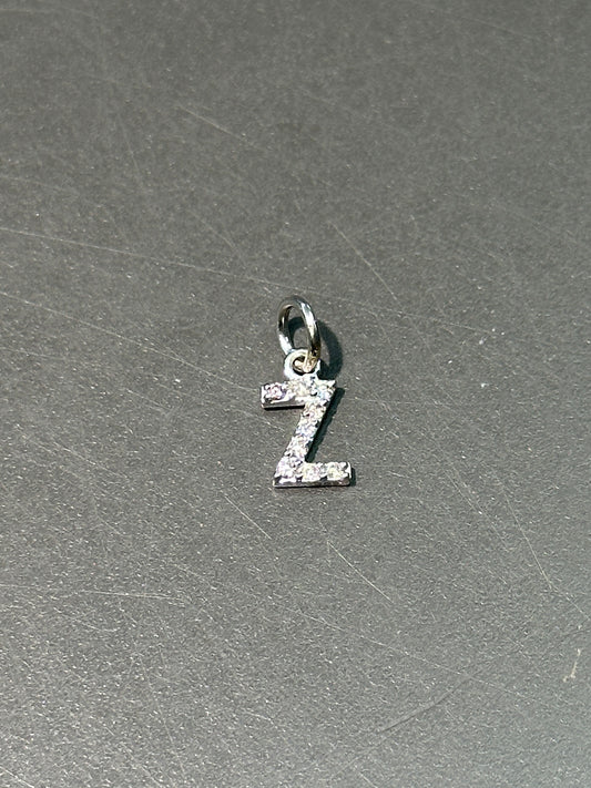 14K 白金 Z 字母钻石吊坠