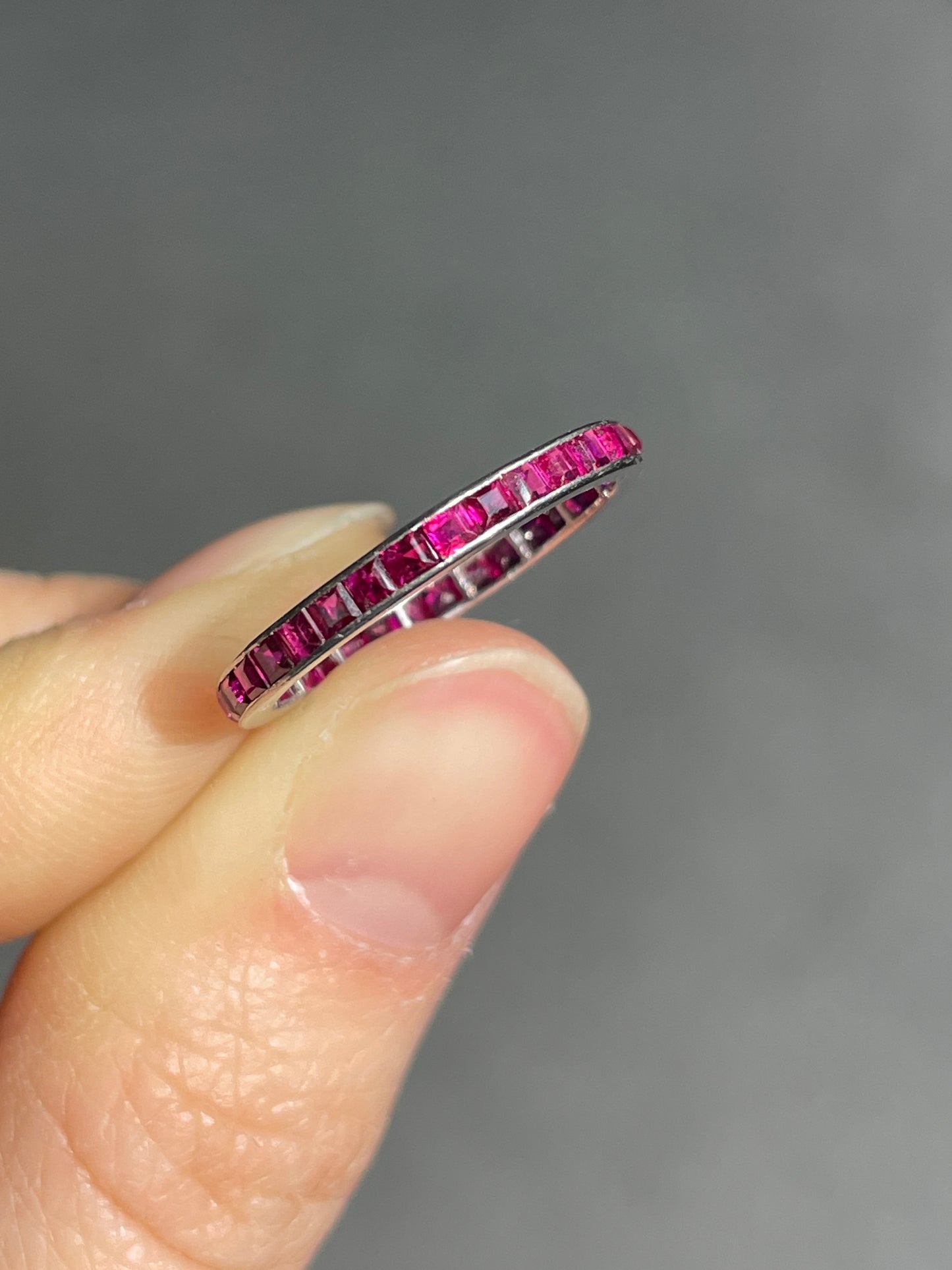 Antique French Platinum Ruby Band Ring