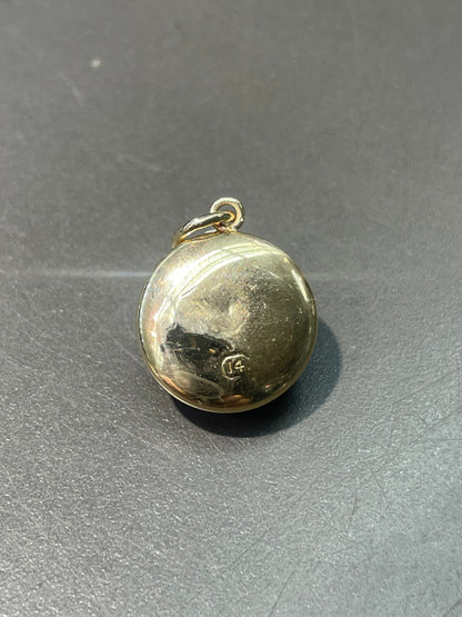 古董 14K 金反向彩绘埃塞克斯水晶“杰克罗素梗犬”吊坠饰品