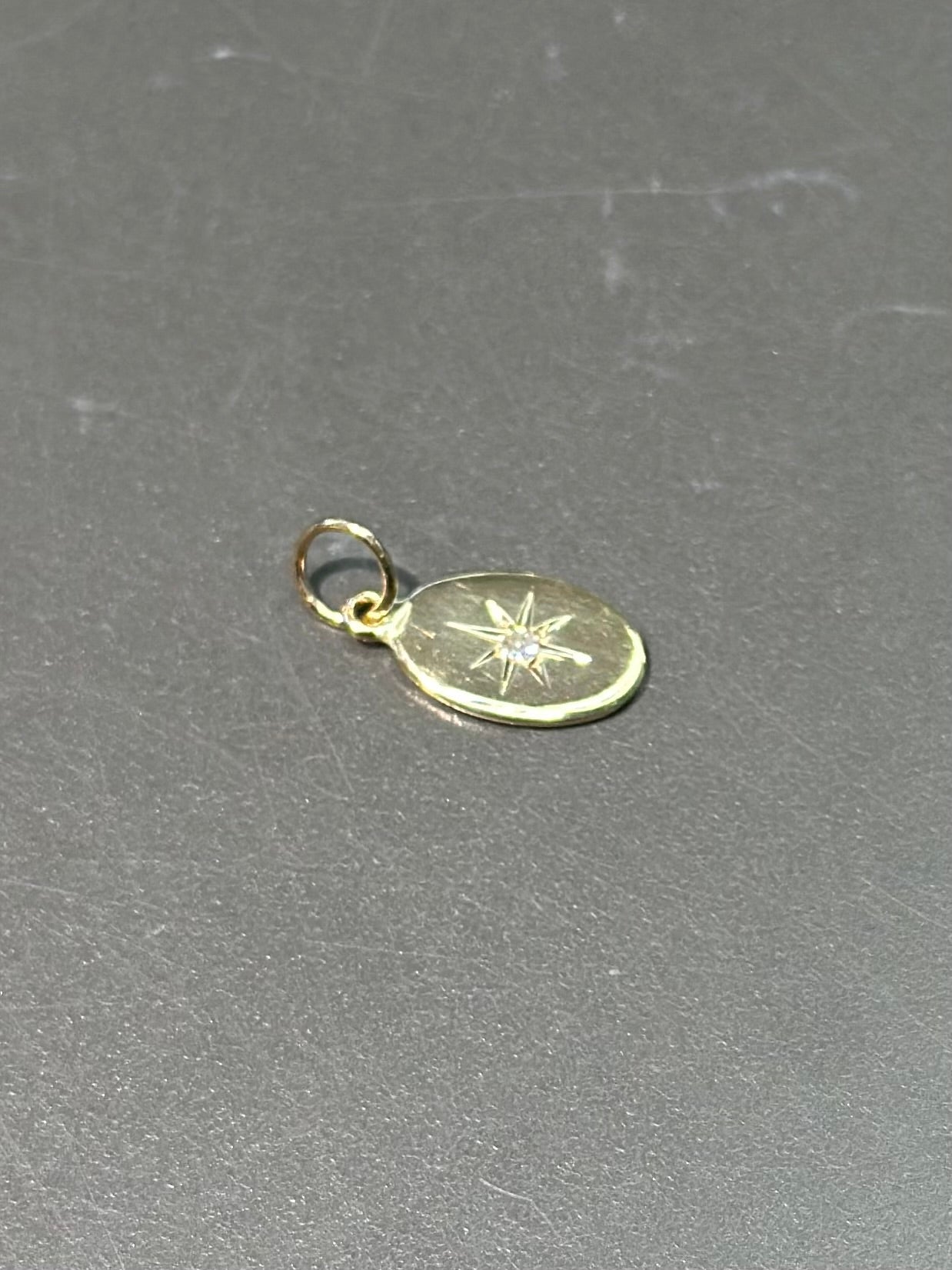 14K Gold Diamond Starburst Charm