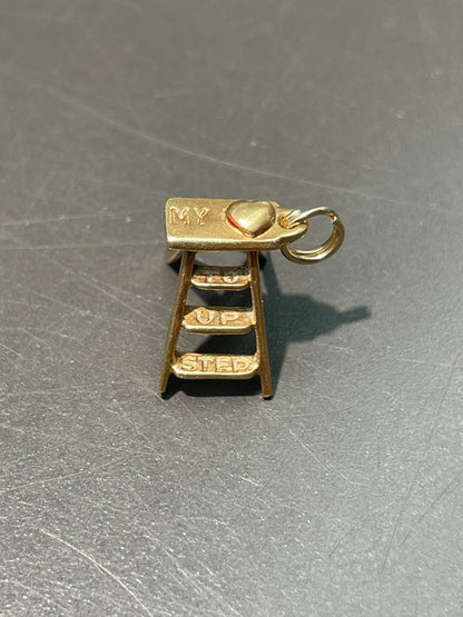 Vintage 14K Gold “Step Up to My Heart” Stair Charm