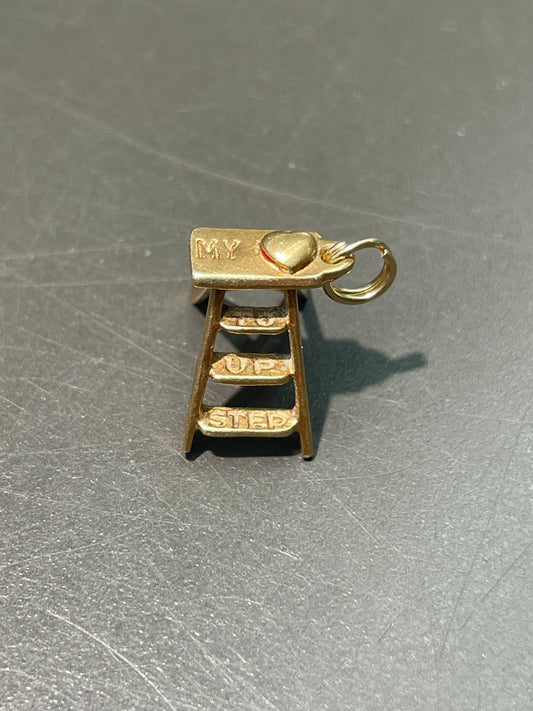 Vintage 14K Gold “Step Up to My Heart” Stair Charm