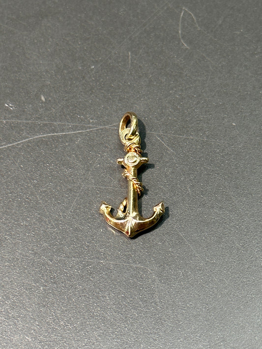 Vintage 14K Yellow Gold Italian Puffy Anchor Charm