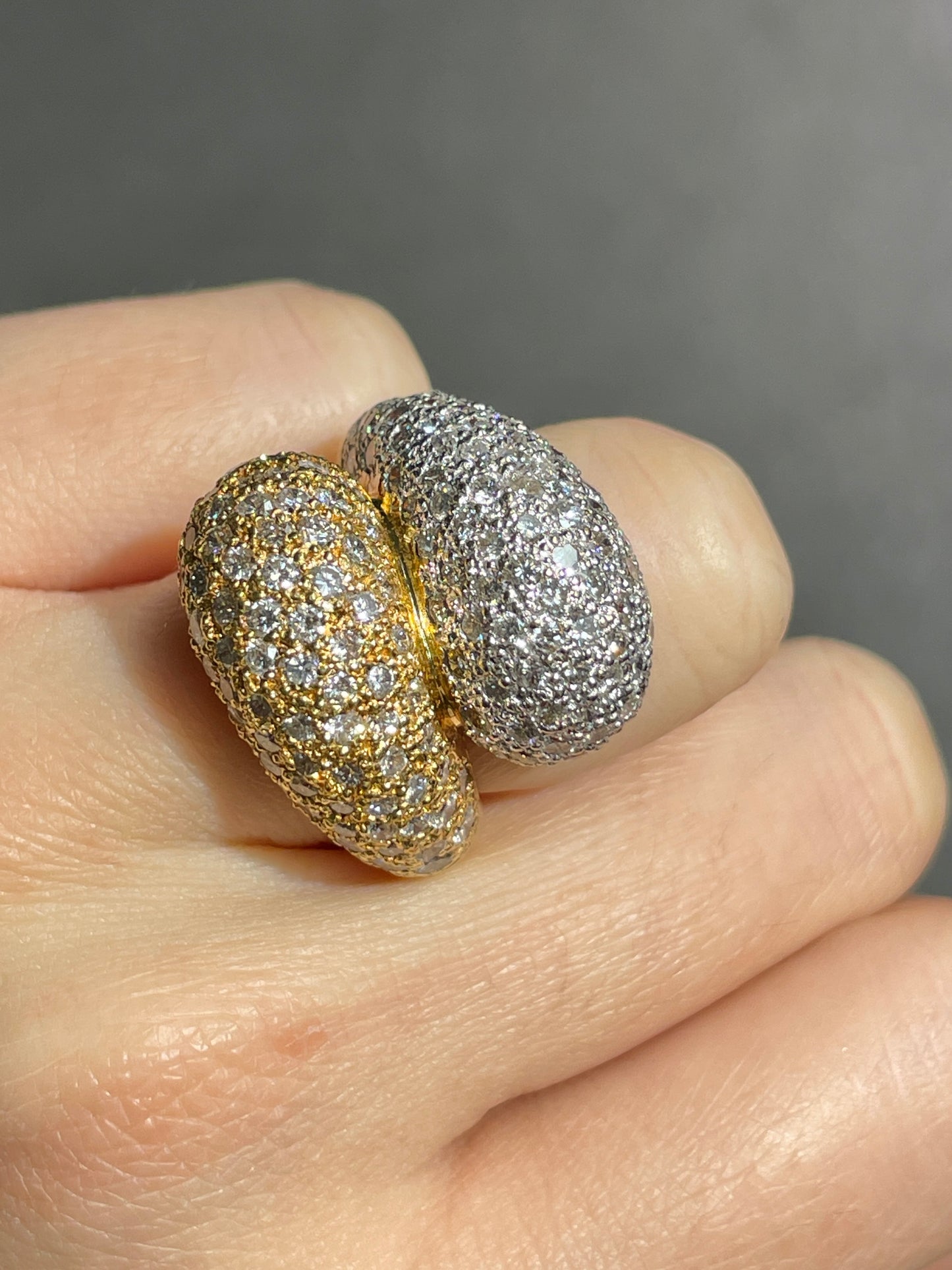 18K Gold 5.30 CTW Diamond Bypass Bombe Ring