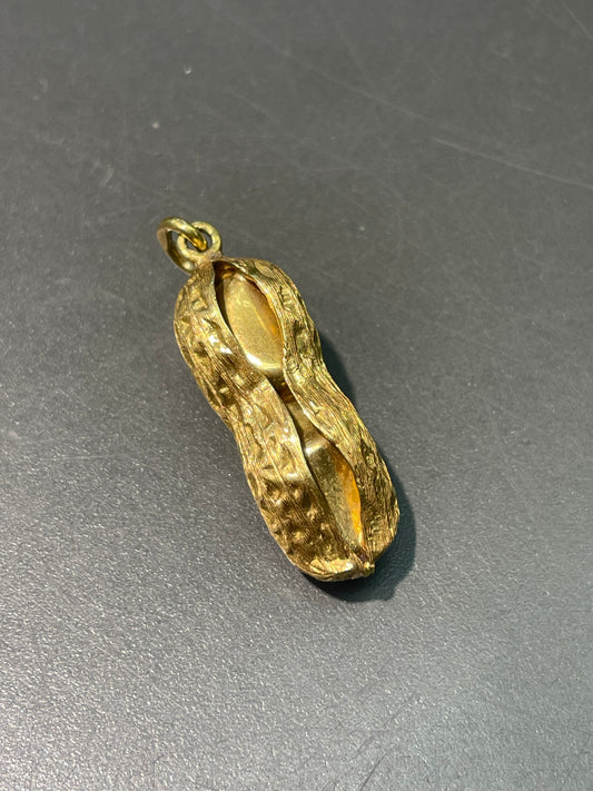 复古 18K 黄金大号花生吊坠