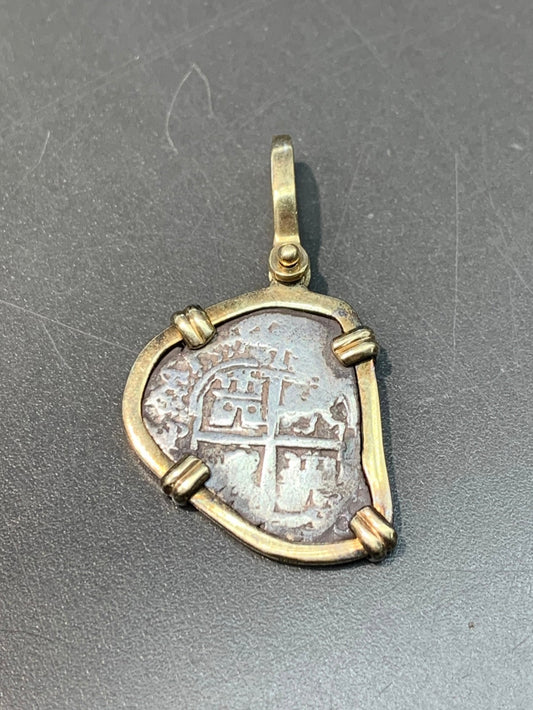 复古 14K 金古董硬币吊坠