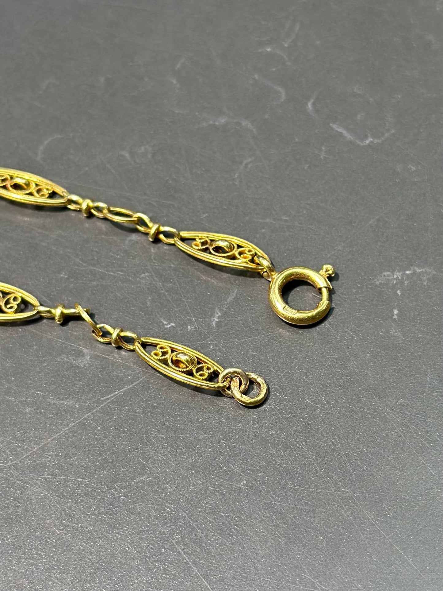 Vintage French 18K Gold Filigree Chain Necklace