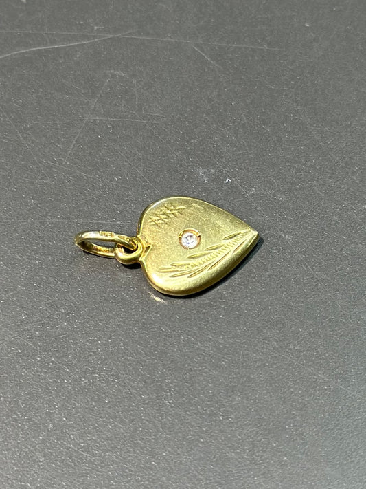 Vintage 14K Gold Heart Diamond Shape Charm