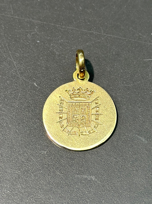 Pendentif croix de Saint-Jacques vintage en or 14 carats en taille-douce