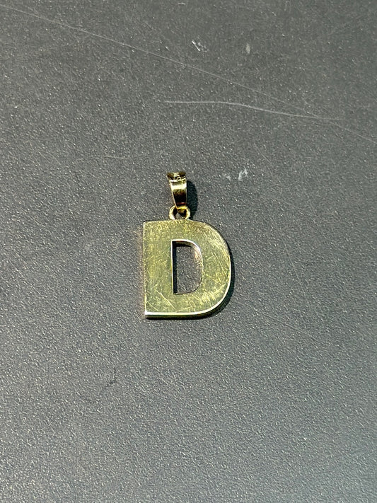 Vintage 14K Gold D Letter Charm