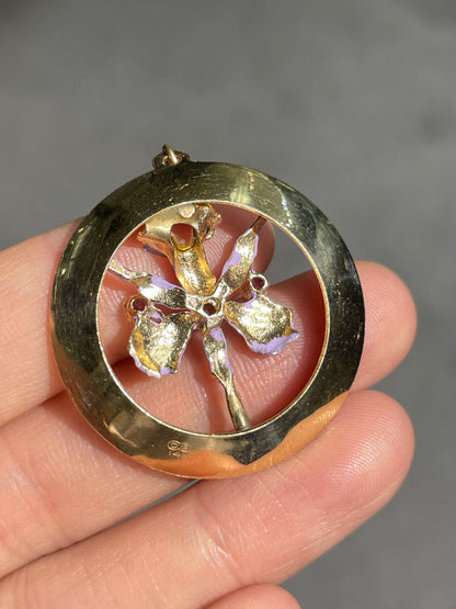 Vintage 14K Gold Flower Enamel Happy Birthday Charm