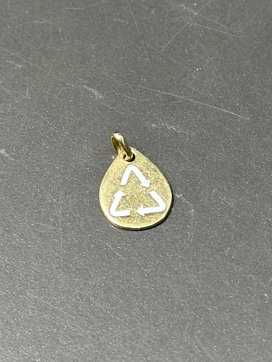 14K Gold Recycle Sign Enamel Charm