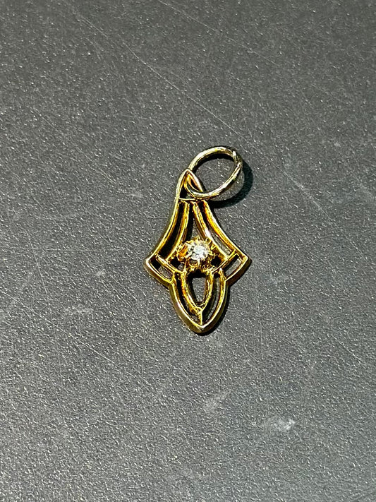 Vintage 14K Gold Diamond Motif Charm