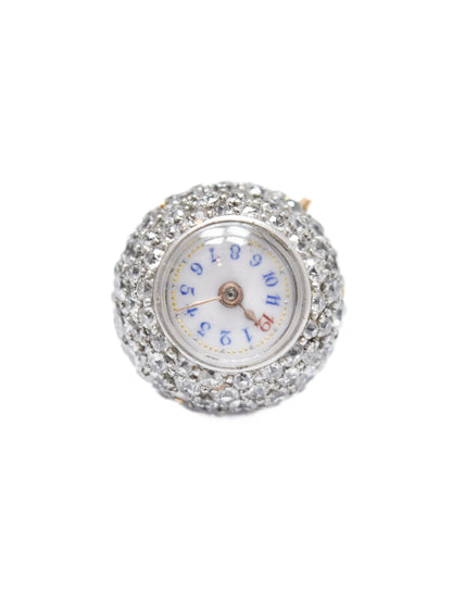 Antique Platinum 7.50 CTW Diamond Onyx Orb Watch Brooch
