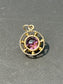 Victorian 14K Gold Amethyst Inlay Flower Diamond Charm