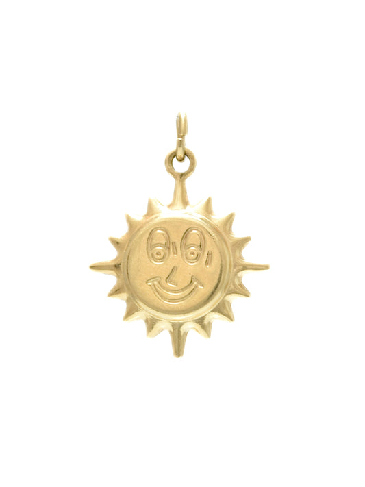 Vintage 18K Gold Puffy Sun Man Charm