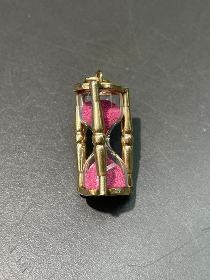 Vintage 14K Yellow Pink Sand Hourglass Charm