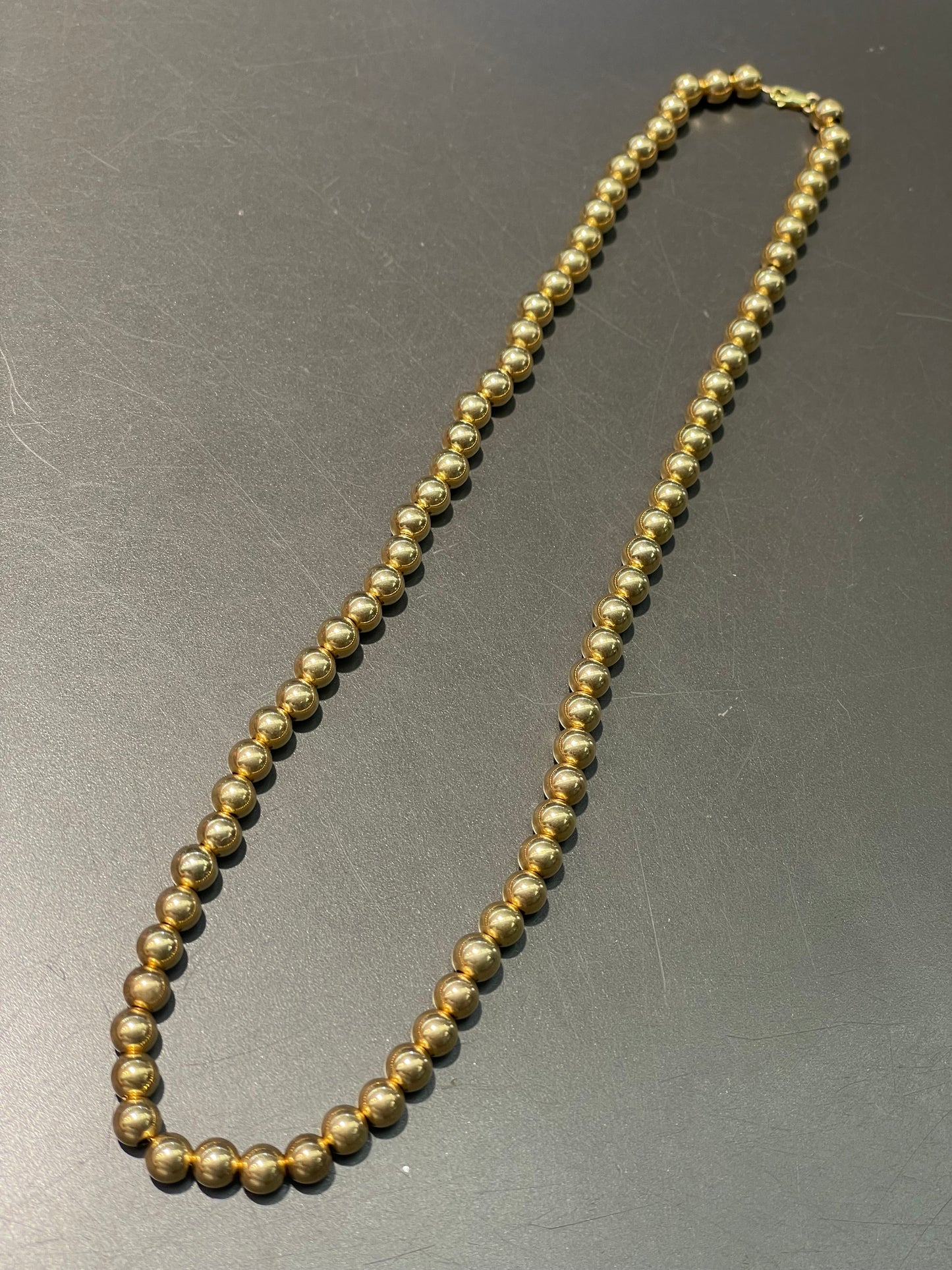 Vintage 14K Yellow Gold 6.0 mm Bead Necklace