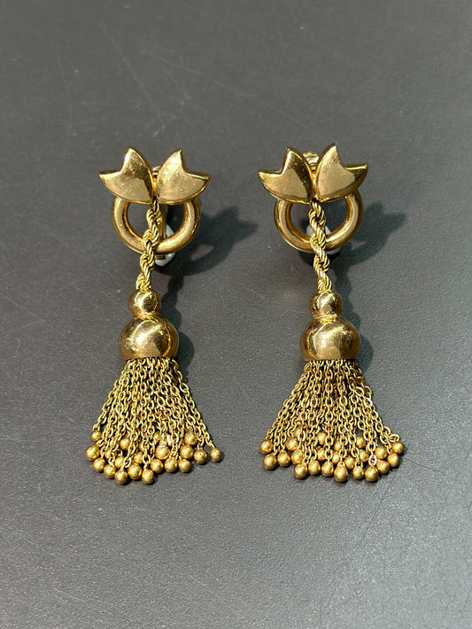 Vintage 18K Gold Tassel Drop Earrings