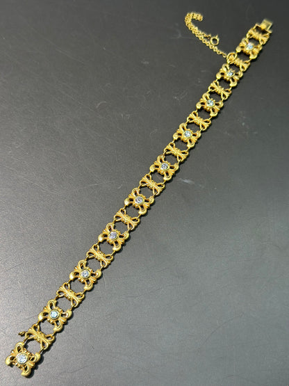 新艺术风格 14K 金双色钻石图案手链