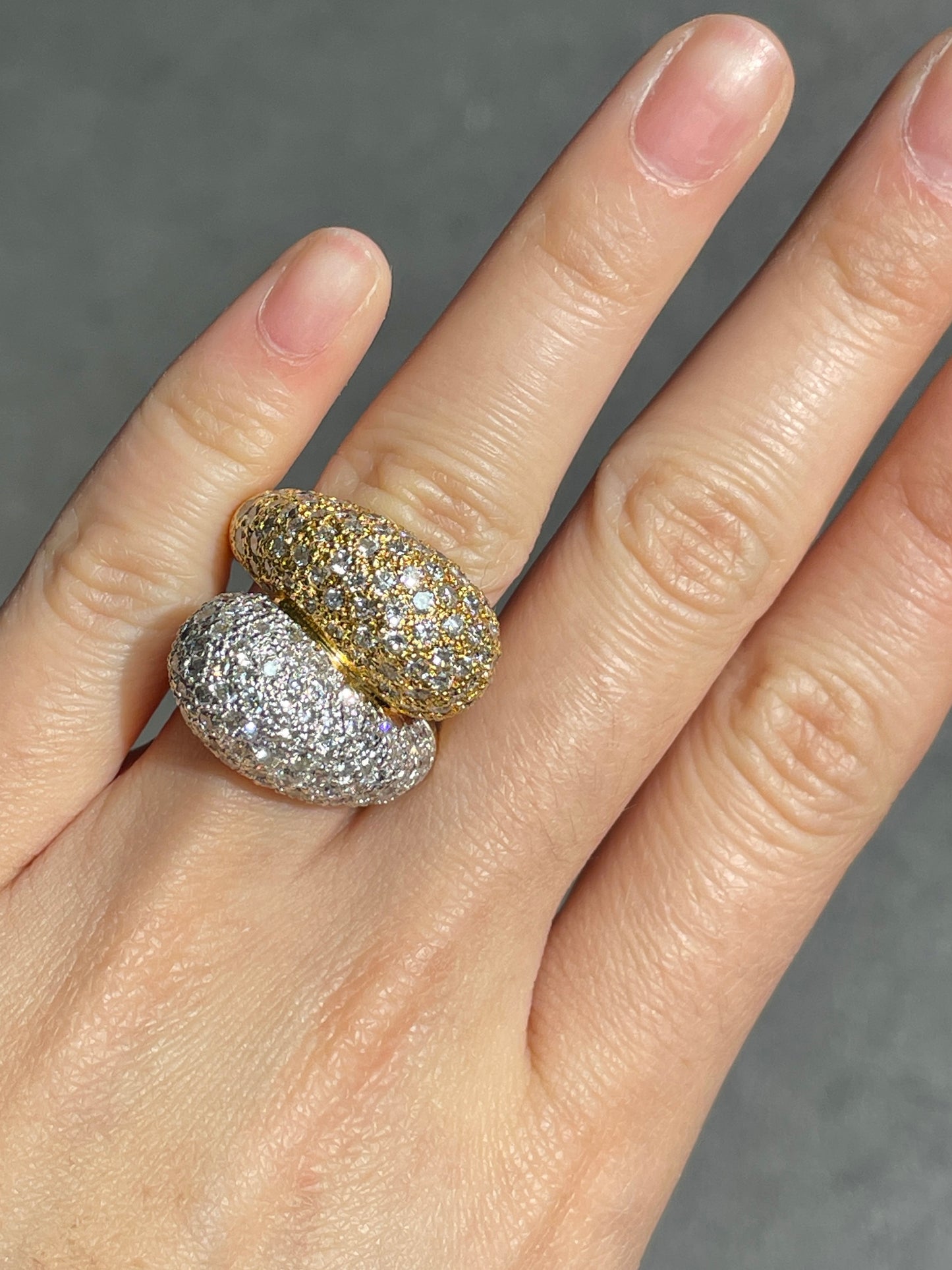 18K Gold 5.30 CTW Diamond Bypass Bombe Ring