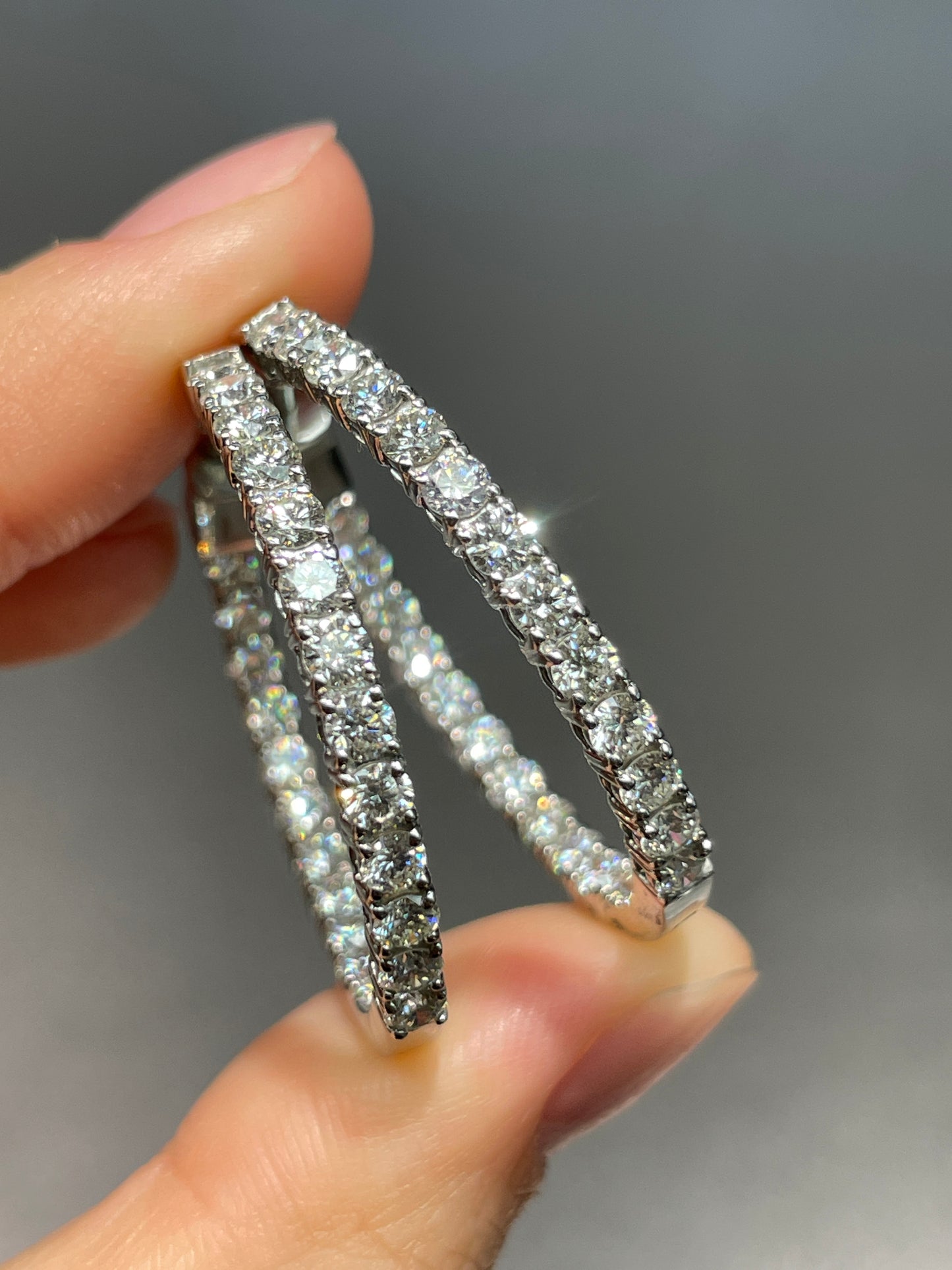 Platinum 4.0 CTW Diamond 30.0 mm Inside Out Hoop Earring