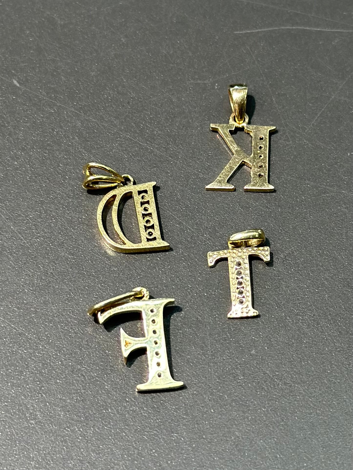 14K Gold Diamond Letter Charms