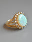 bague halo diamant opale vintage en or 14 carats SZ 7