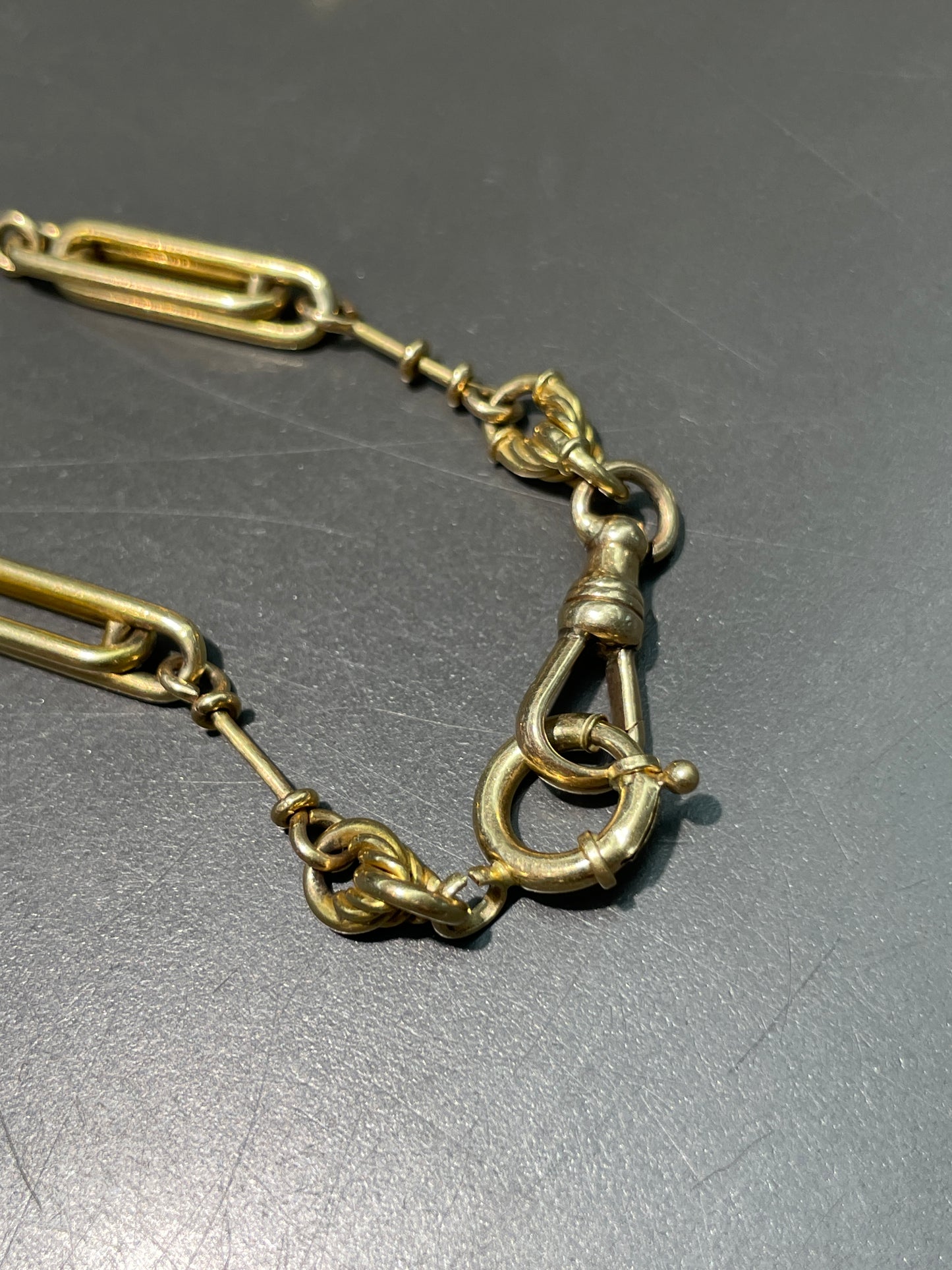 装饰艺术 14K 金双色图案 Albert 表链项链