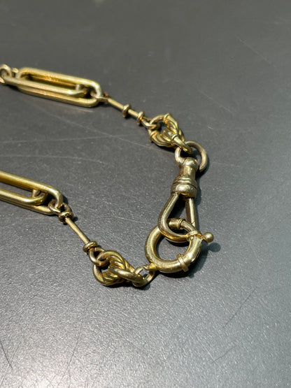 装饰艺术 14K 金双色图案 Albert 表链项链