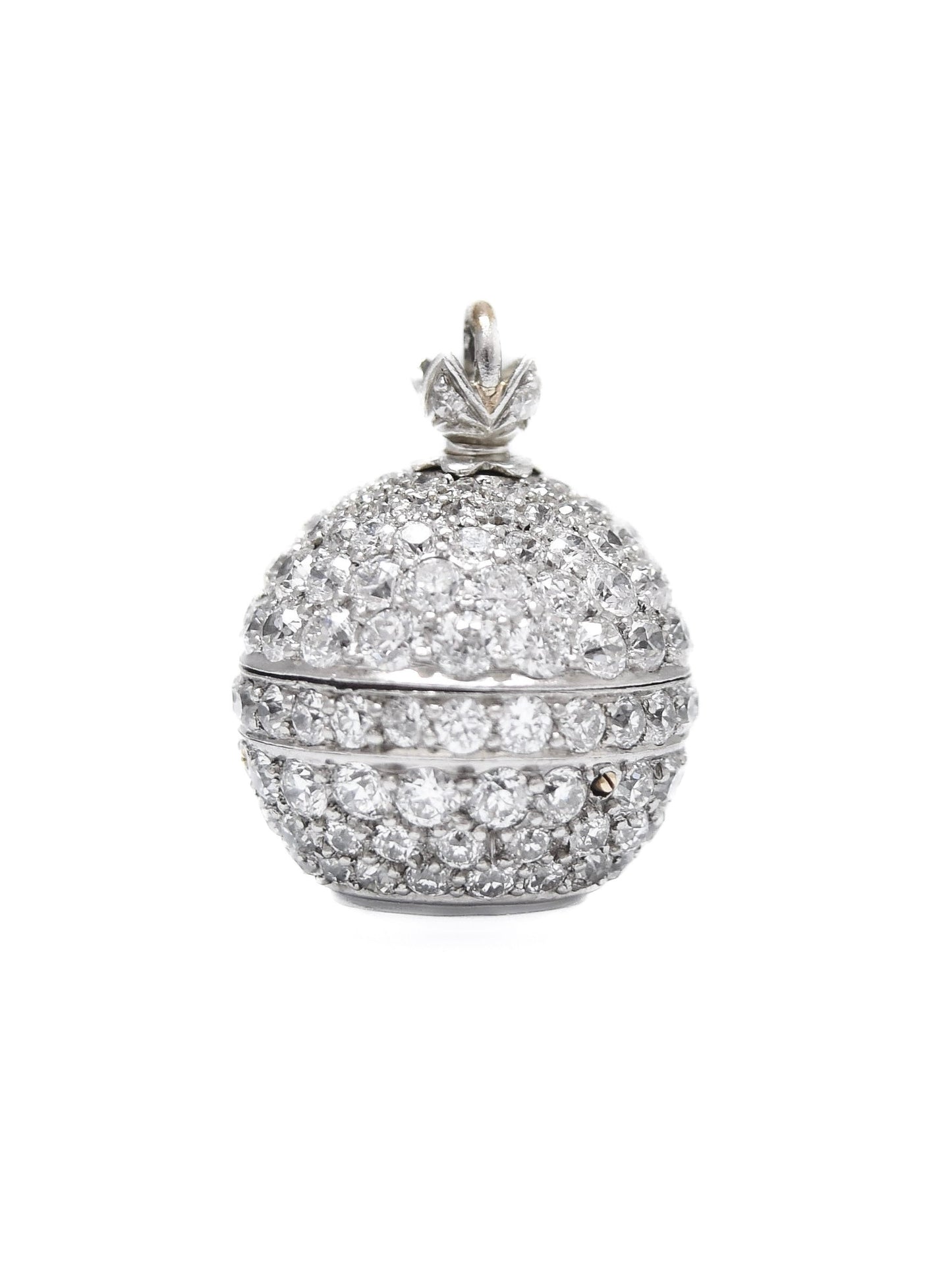 Antique Platinum 7.50 CTW Diamond Onyx Orb Watch Brooch